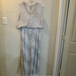 Worthington Phyton 2 Gray & White Wide Leg 2pc Set Sz M